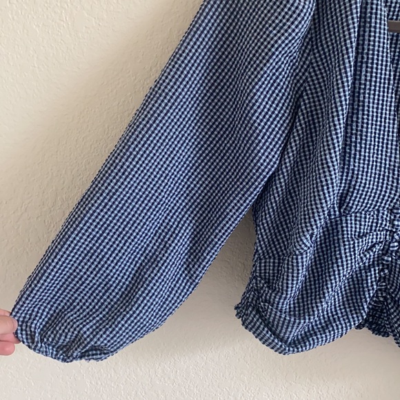 ZARA Gingham Scrunch Blouse - Picture 7 of 9